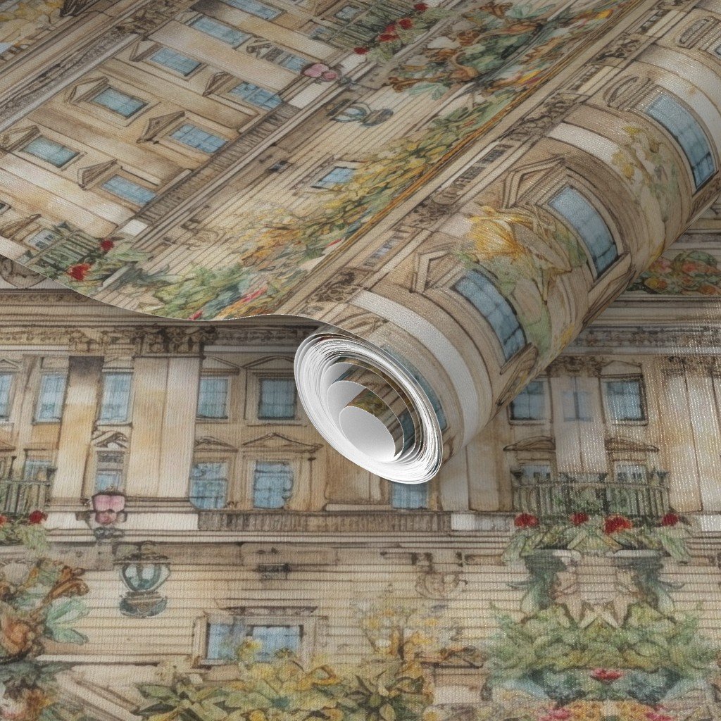 Buckingham Palace Architectural Detail in Windows Columns Pelmets Wallpaper bucks house wallpaper