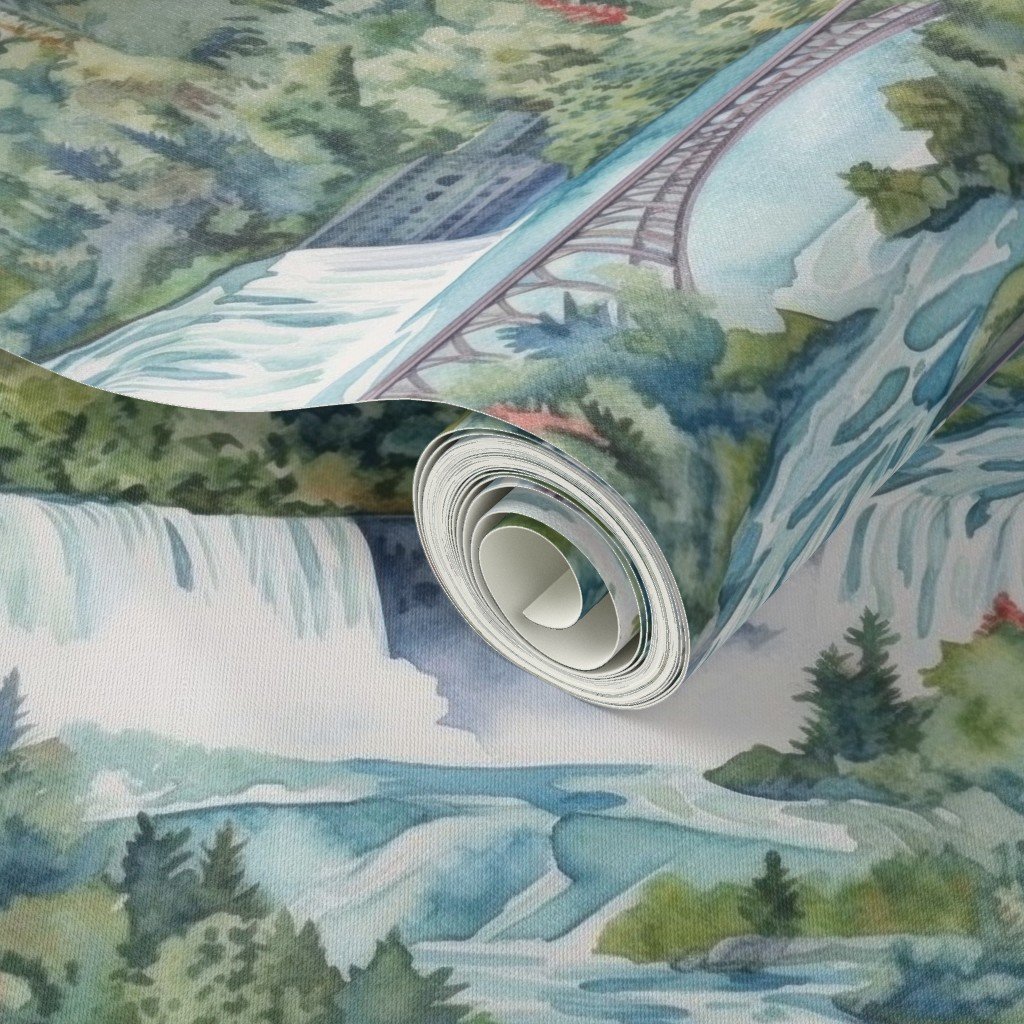 Majestic Niagra Falls Waterfall Border of Two North American Wallpaper cascading waterfall wallpaper