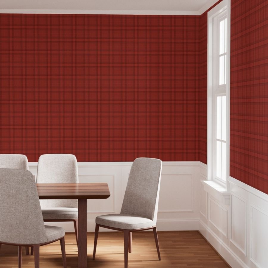Red Vermillion Vintage Christmas Tartan Plaid Wallpaper red tartan wallpaper