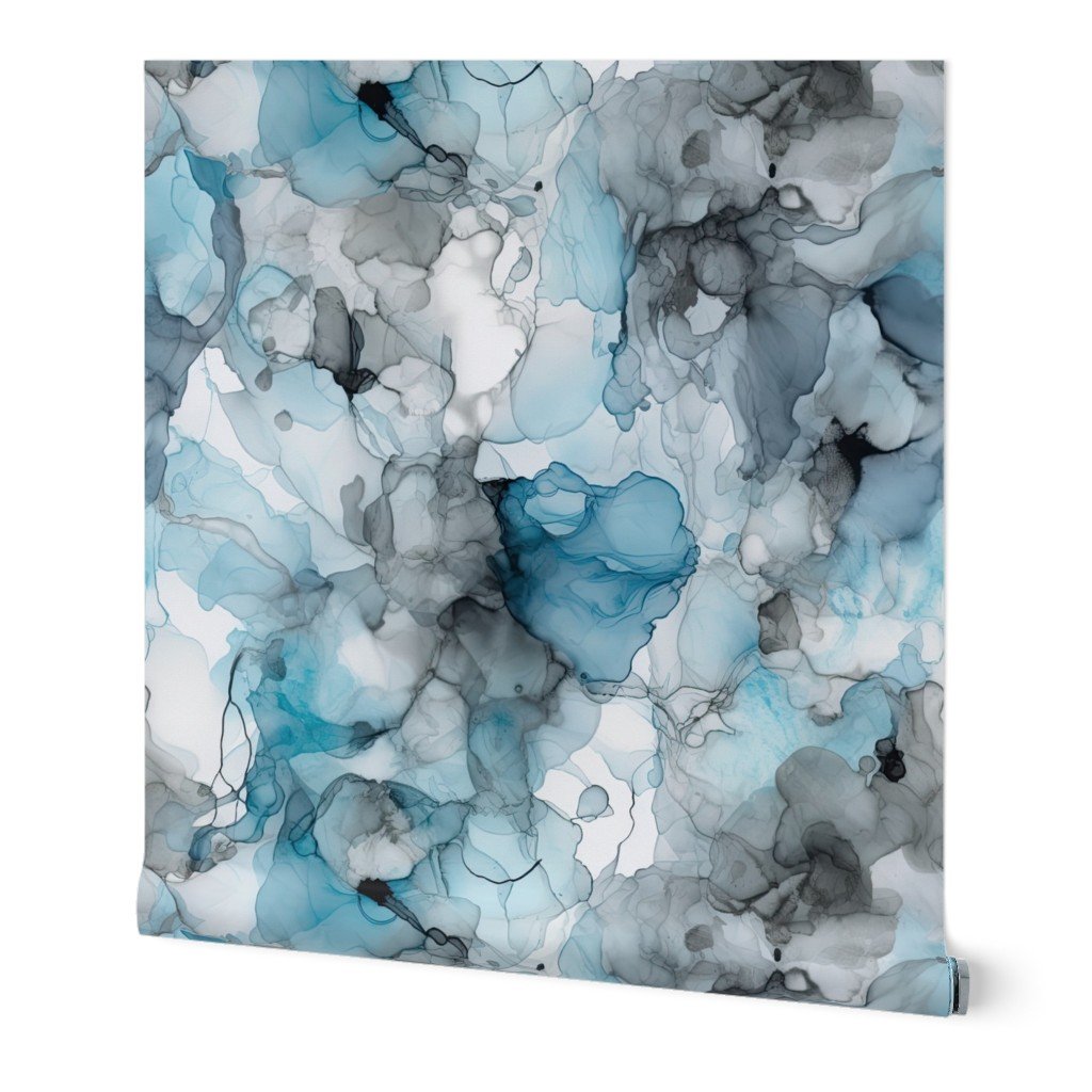 Dusk Blue Grey Alcohol Liquid Ink Swirls Wallpaper dusk grey wallpaper