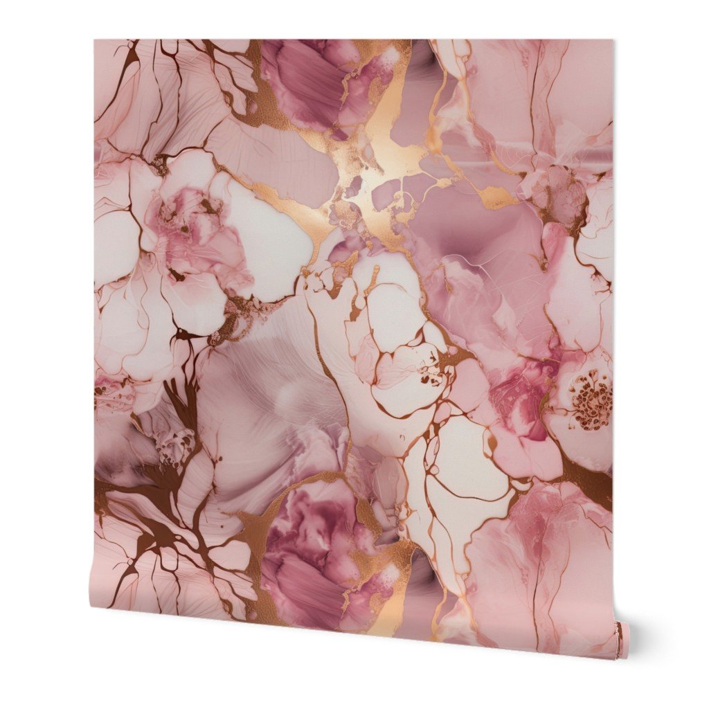 Pale Pink and Rose Gold Alcohol Ink Liquid Swirls Wallpaper pink and gold wallpaper
