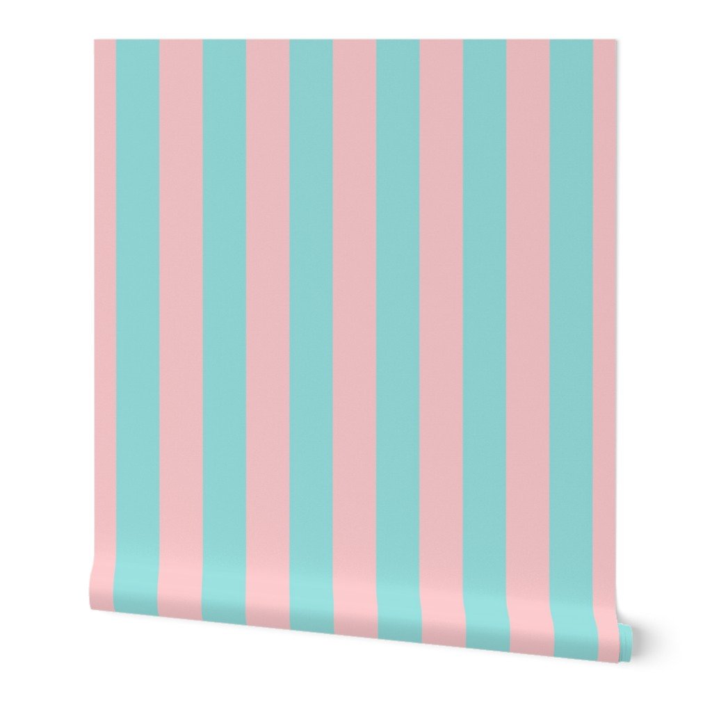 Pink and Aqua Summer Gazebo Cabana Tent 2 Inch Stripes Wallpaper cabana stripe wallpaper