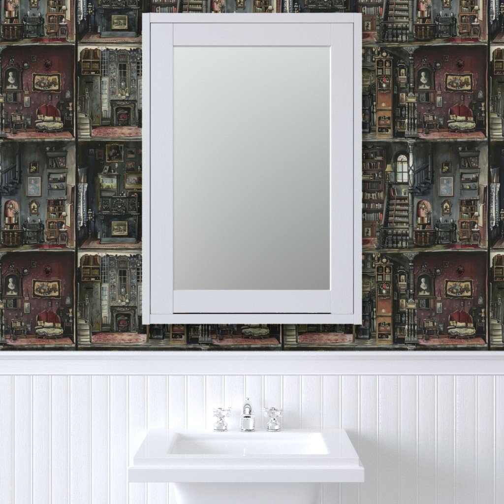 Victorian Gothic Dollshouse with Dark Academia Watercolor Decor 2 Wallpaper dolls house wallpaper