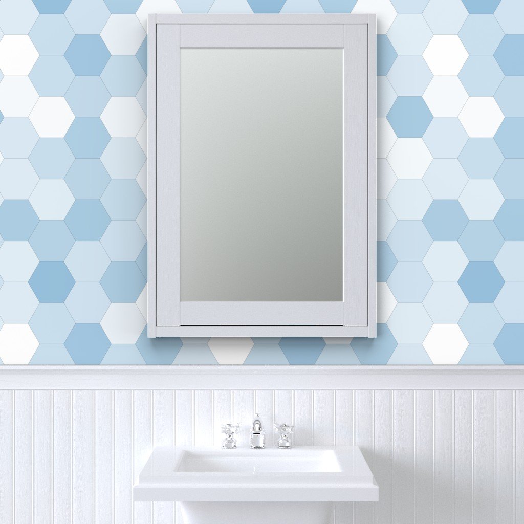 Hexagonal Blue Serenity Honeycomb Pattern Wallpaper calming design wallpaper