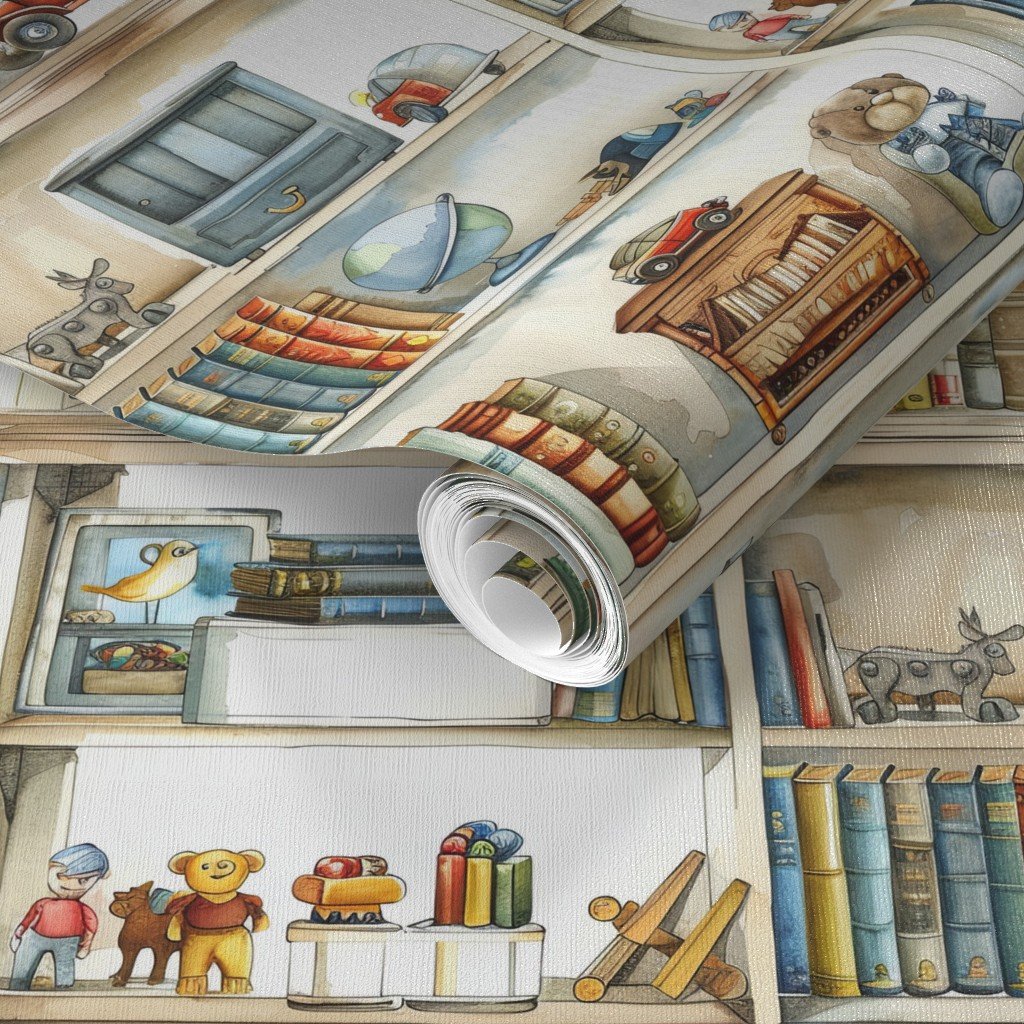 Vintage Bookcase with Classic Boys