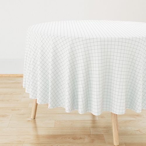 1 Inch Grid Line Pattern with Mid Grey Lines on White Home Decor Collection Home Styling Collection mid grey tablecloth design