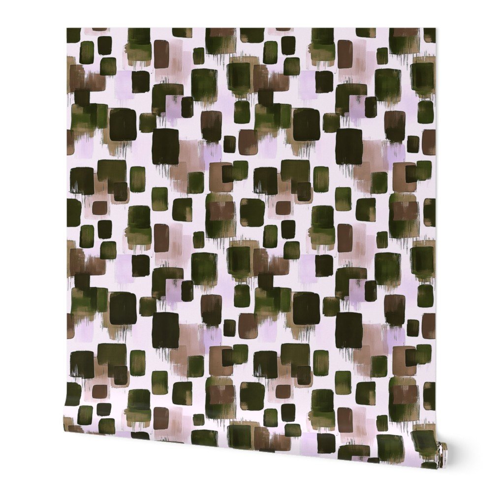 Abstract Earthy Brushstroke Blocks in Green and Brown Wallpaper brown wallpaper