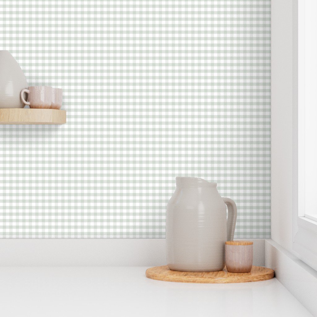 Pale Sage Gingham Check Plaid Pattern Design Collection Home Styling Collection soft tones wallpaper