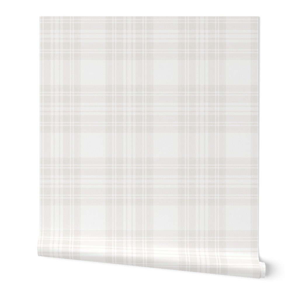 Soft Bone White Large Traditional Tartan Plaid Pattern Wallpaper baby wallpaper