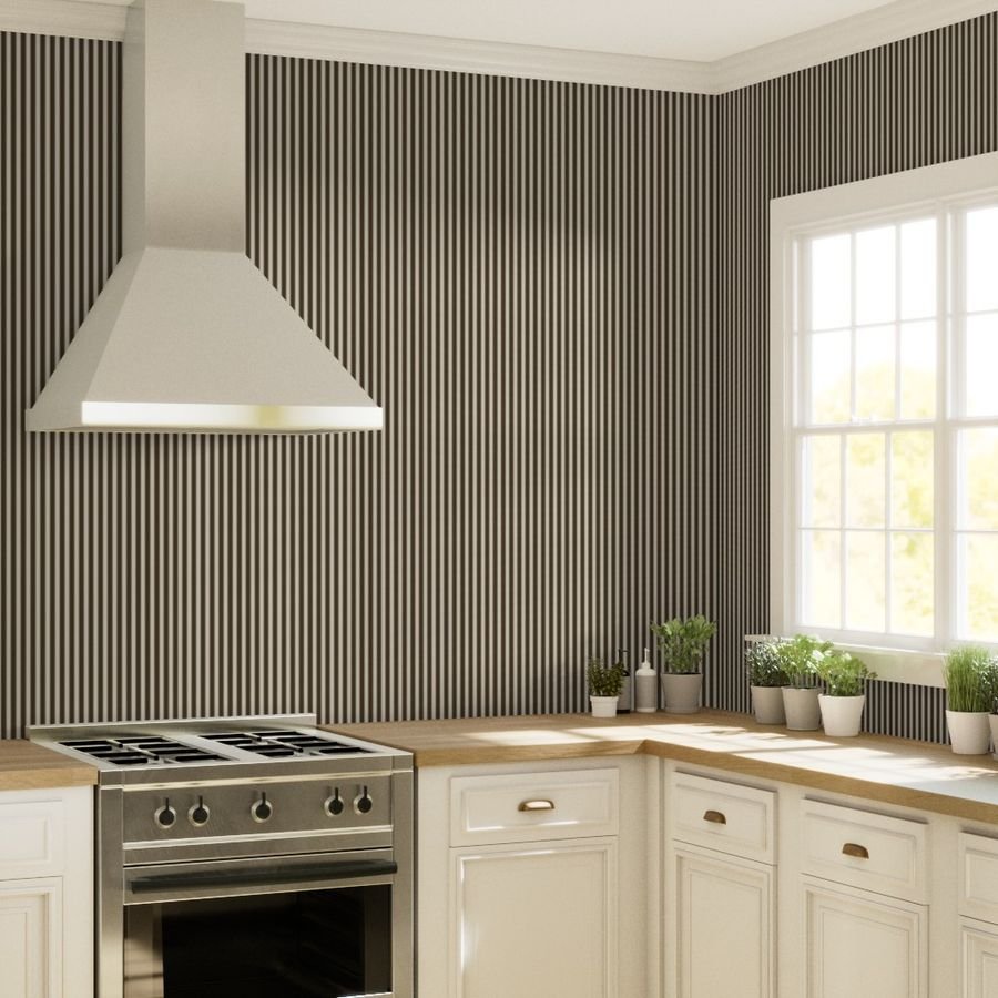 Serrated Rockpool Brown Small Stripe on Cream Wallpaper perforated stripe wallpaper