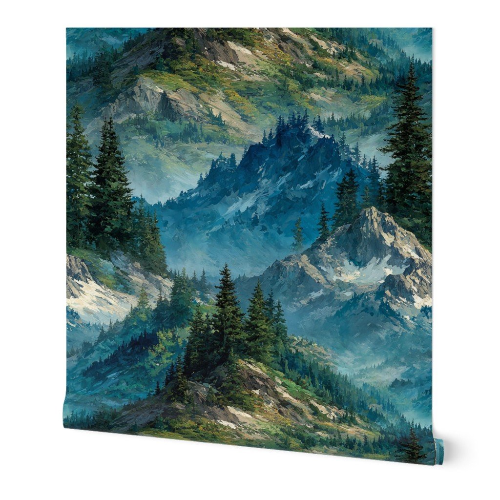 Olympic National Park Summer Watercolor Mountain Landscape Wallpaper landscape wallpaper