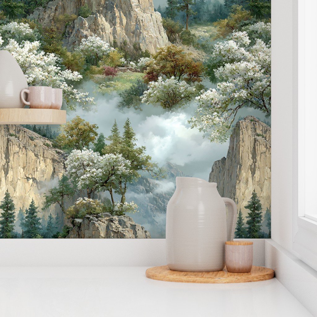 Yosemite National Park Spring Watercolor Granite Cliff Landscape Wallpaper fresh wallpaper