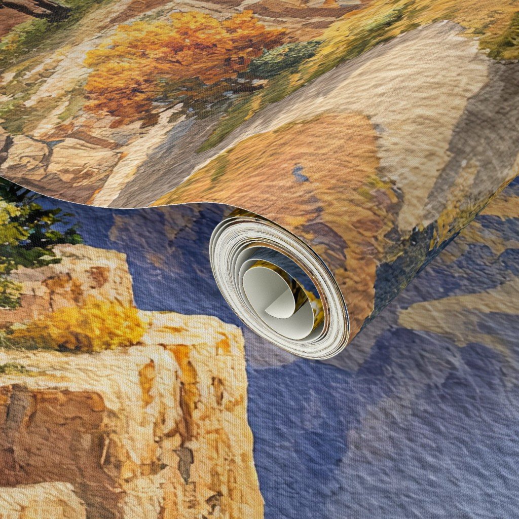 Autumn Glow Over the Grand Canyon Watercolor Landscape Wallpaper autumn wallpaper