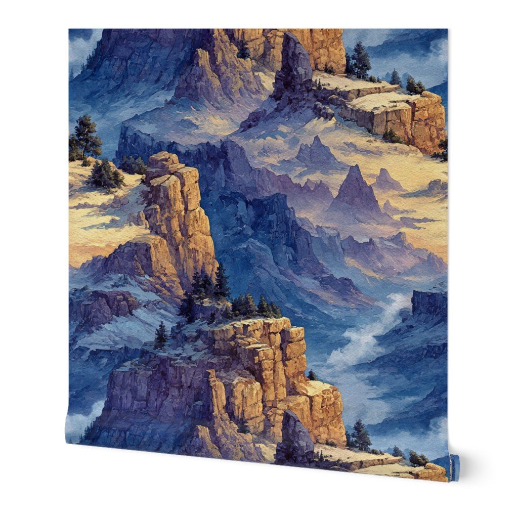 Winter Silence Over the Grand Canyon Watercolor Landscape Wallpaper canyon wallpaper