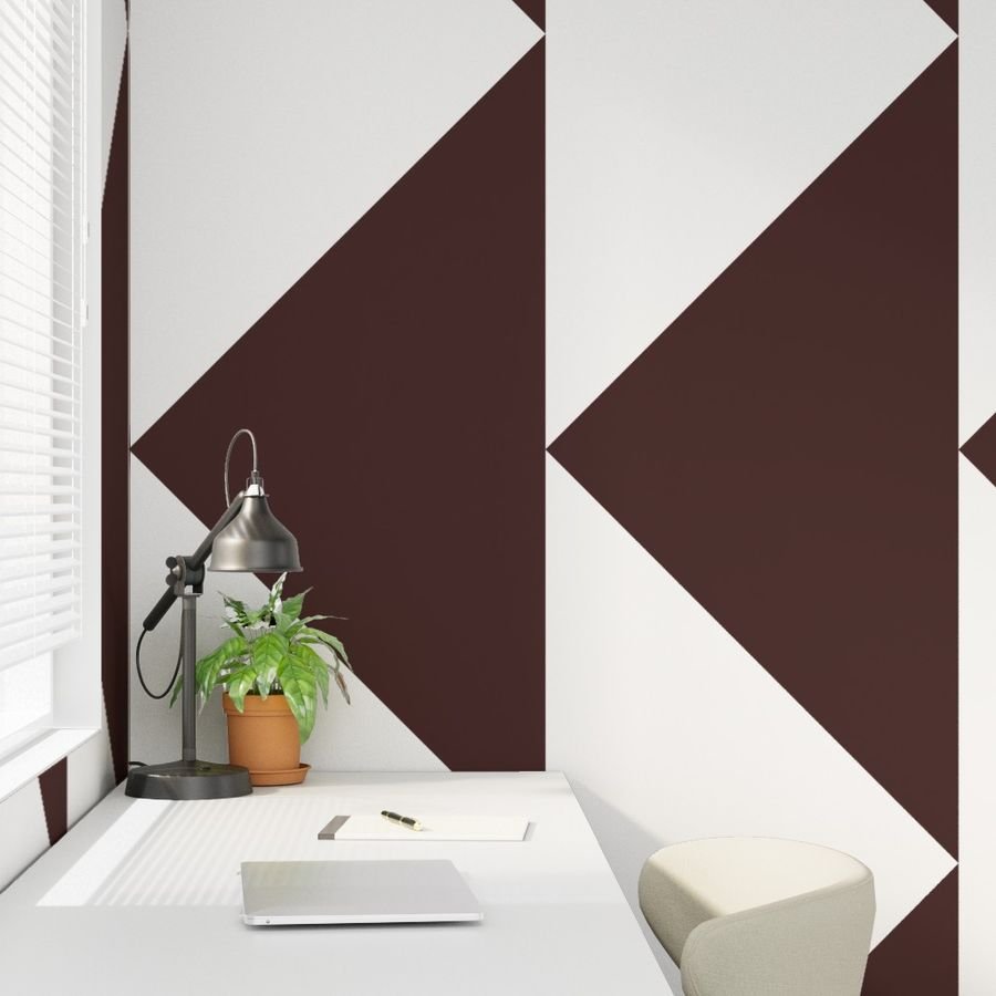 Bold Chocolate Brown and White Oversized Geometric Triangle Wallpaper architectural wallpaper
