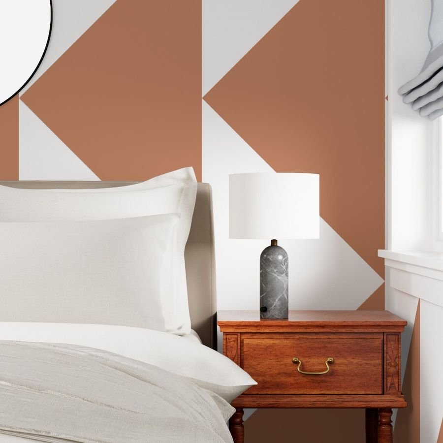 Bold Soft Clay and White Oversized Geometric Triangle Wallpaper abstract wallpaper