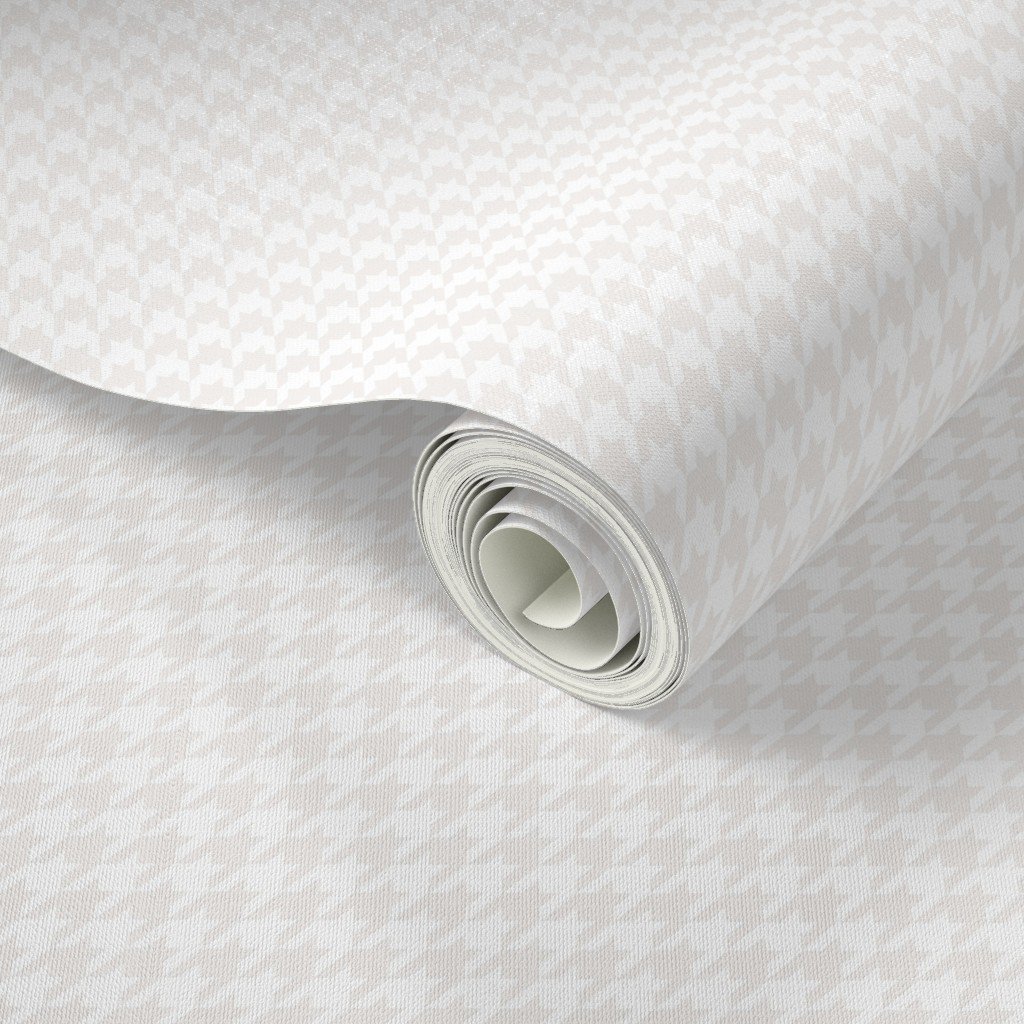 Bone White Houndstooth Check Pattern Wallpaper fabric wallpaper