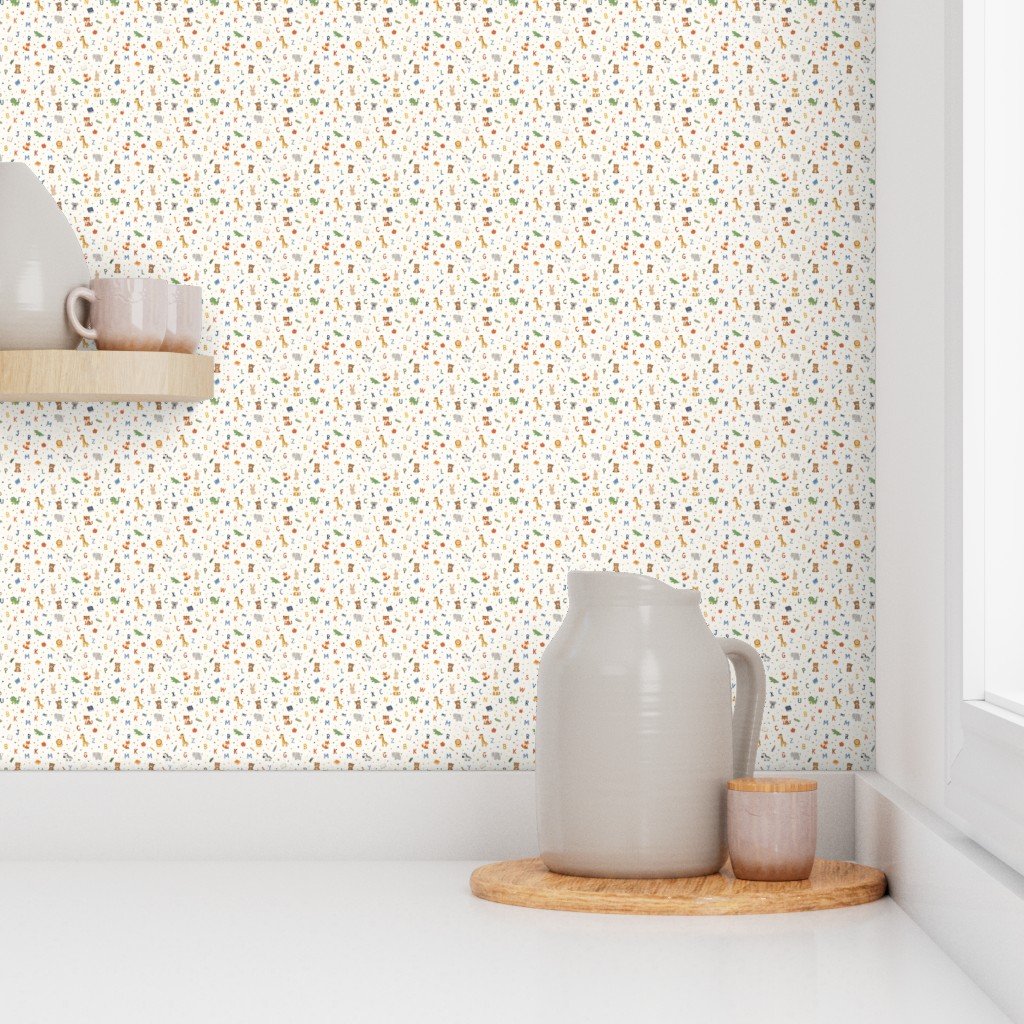 Alphabet And Animal Pattern With Letters Books And School Icons Wallpaper colorful wallpaper
