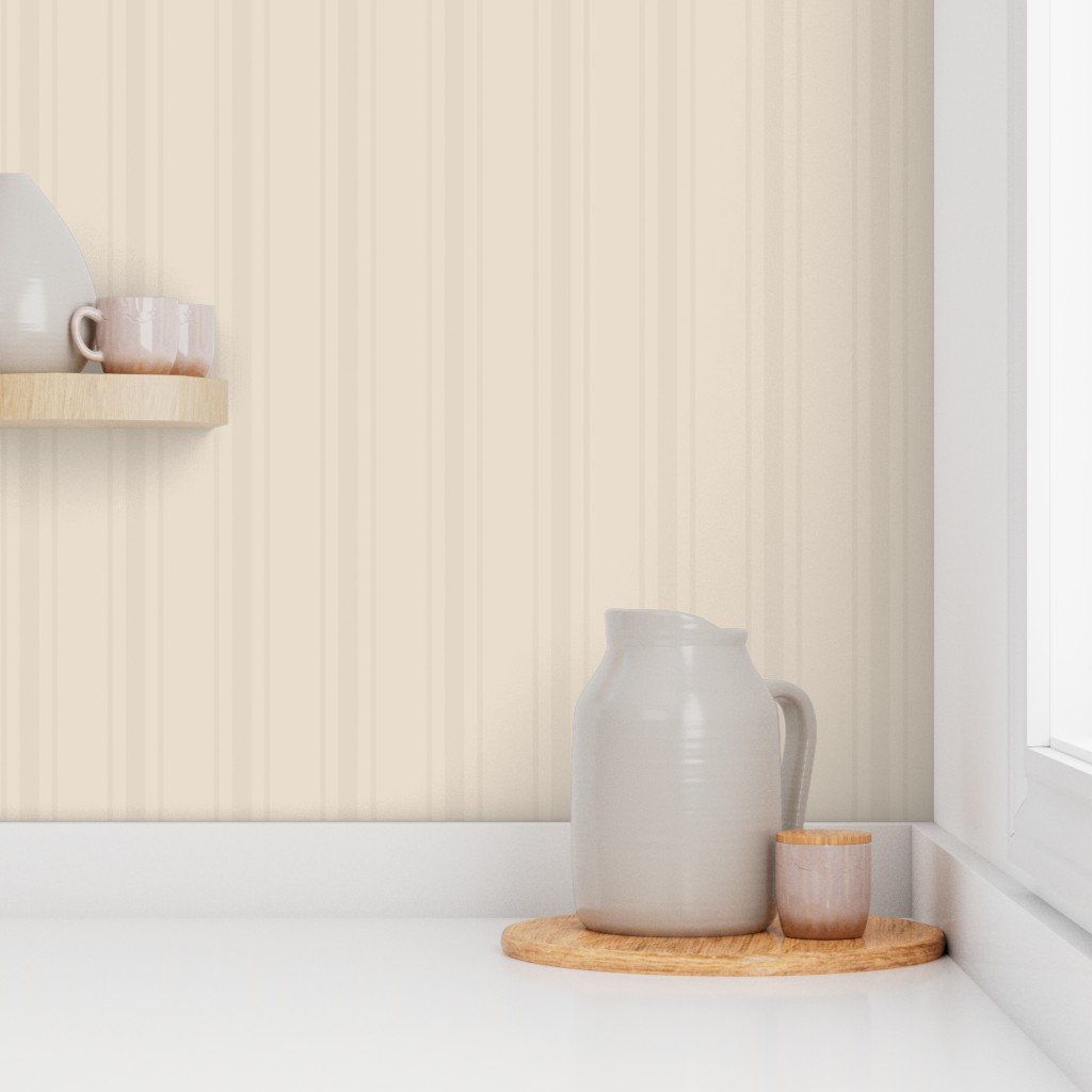 Tonal Soft Cream Tailored Ticking Stripe Cottage Farmhouse Wide Strip Wallpaper cream stripe wallpaper