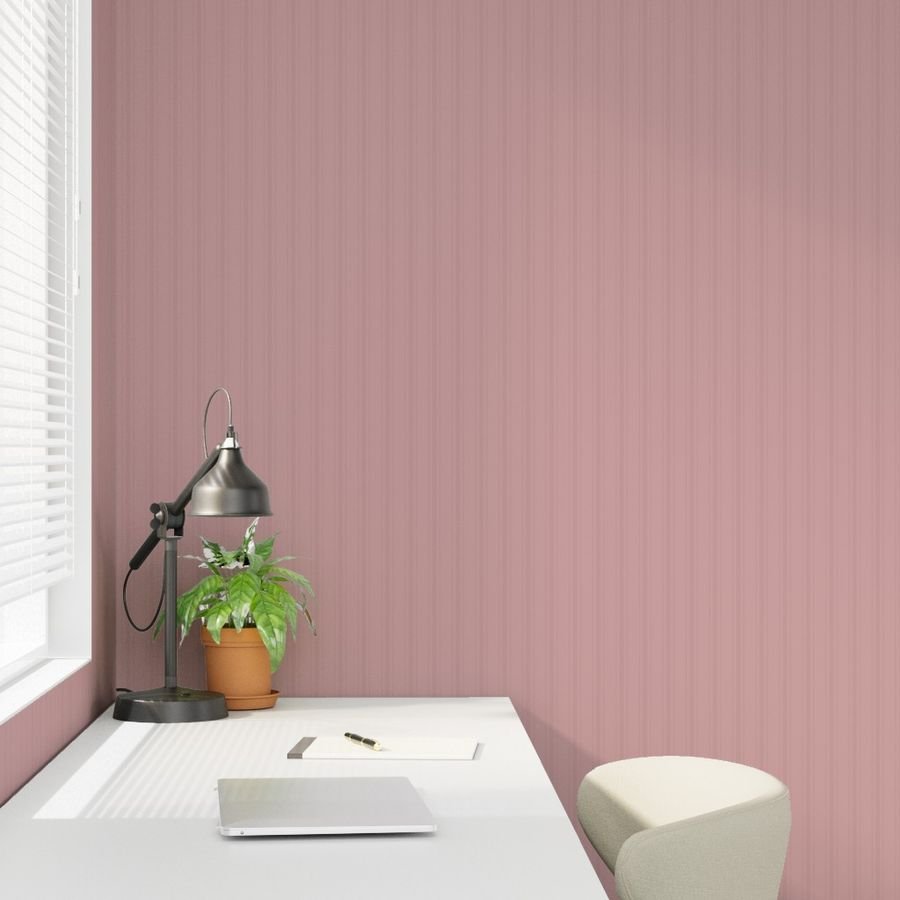 Tonal Dusty Rose Tailored Ticking Stripe Cottage Farmhouse Small Scal Wallpaper small scale wallpaper