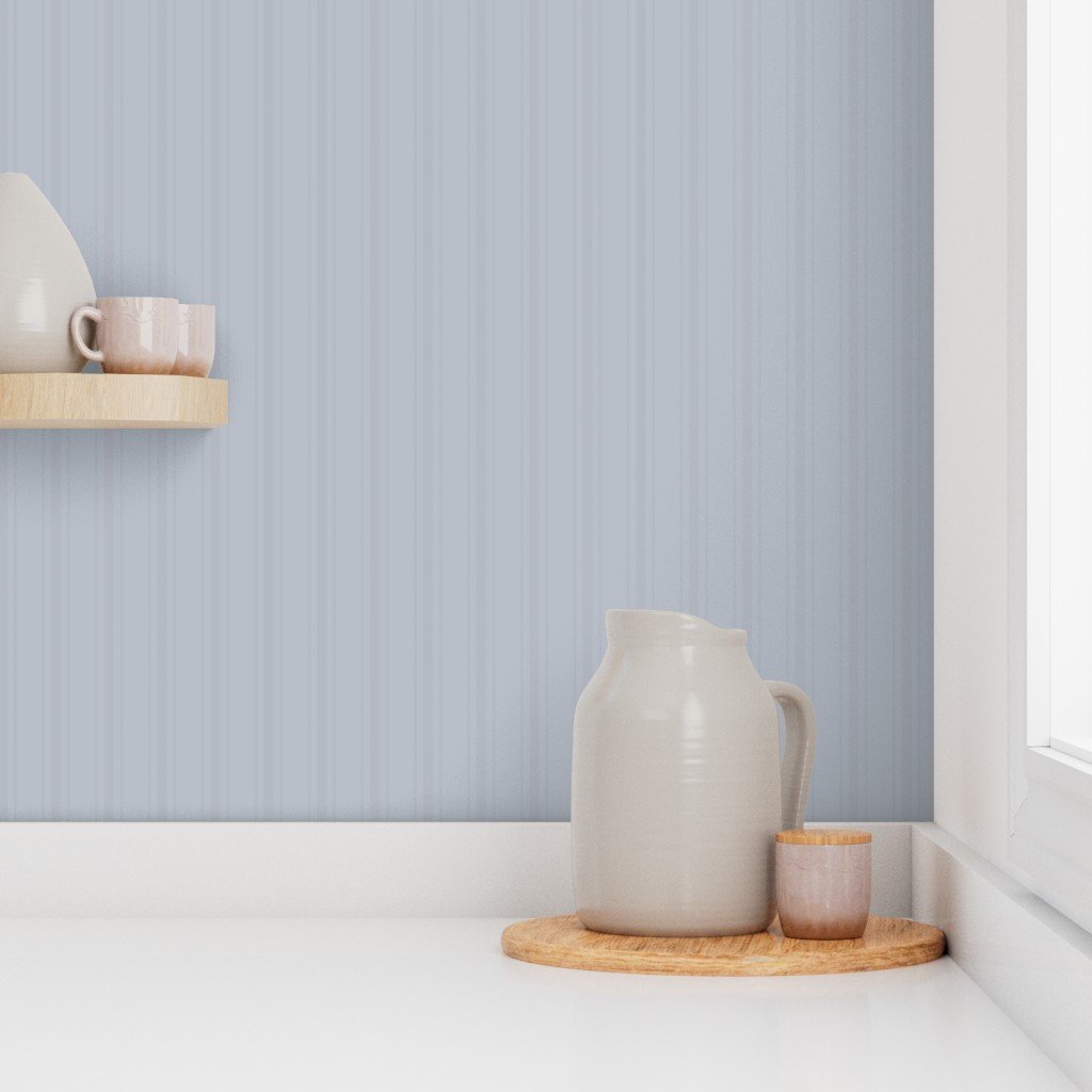 Tonal Cool Gray Tailored Ticking Stripe Cottage Farmhouse Small Scale Wallpaper neutral design wallpaper