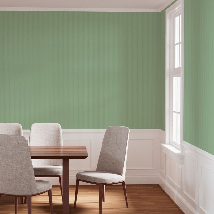 Tonal Fresh Green Tailored Ticking Stripe Cottage Farmhouse Wide Stri Wallpaper green stripe wallpaper