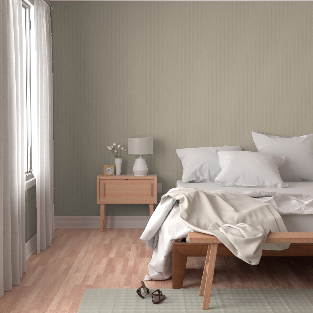 Tonal Mushroom Tailored Ticking Stripe Cottage Farmhouse Small Scale Wallpaper soft neutral wallpaper