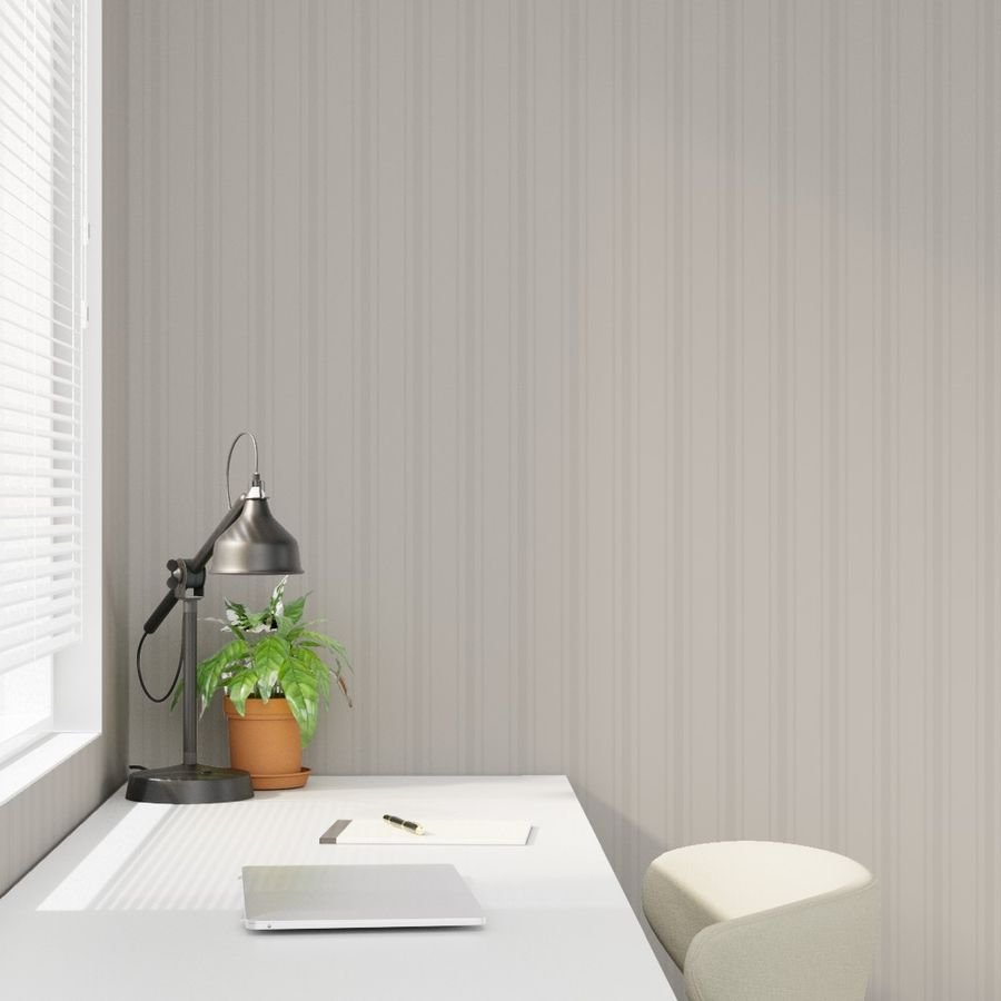 Tonal Stone Tailored Ticking Stripe Cottage Farmhouse Wide Stripe Wal Wallpaper interior style wallpaper