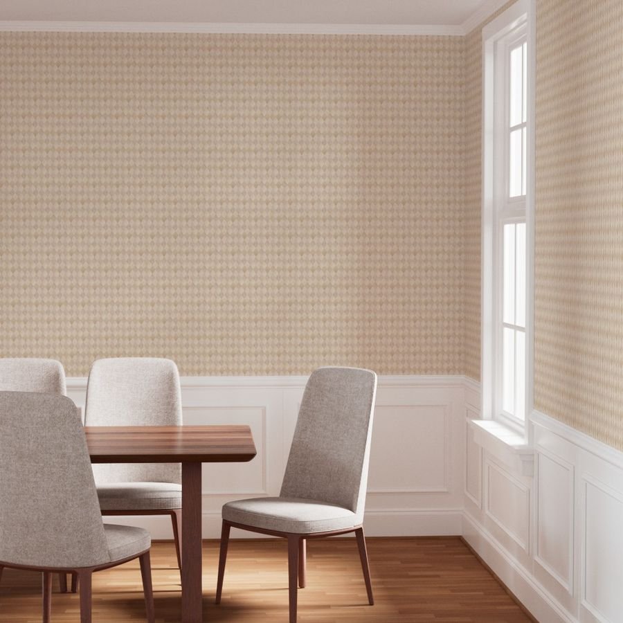 Small Light Beech and Oak Wood Harlequin Diamond Parquet Marquetry Pattern Wallpaper diamonds wallpaper
