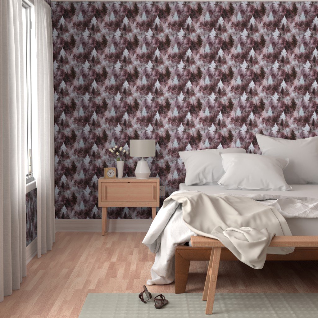 Small Endless Winter Tree Dreamscape Trees in Dusty Rose Misty Forest W Wallpaper botanical wallpaper