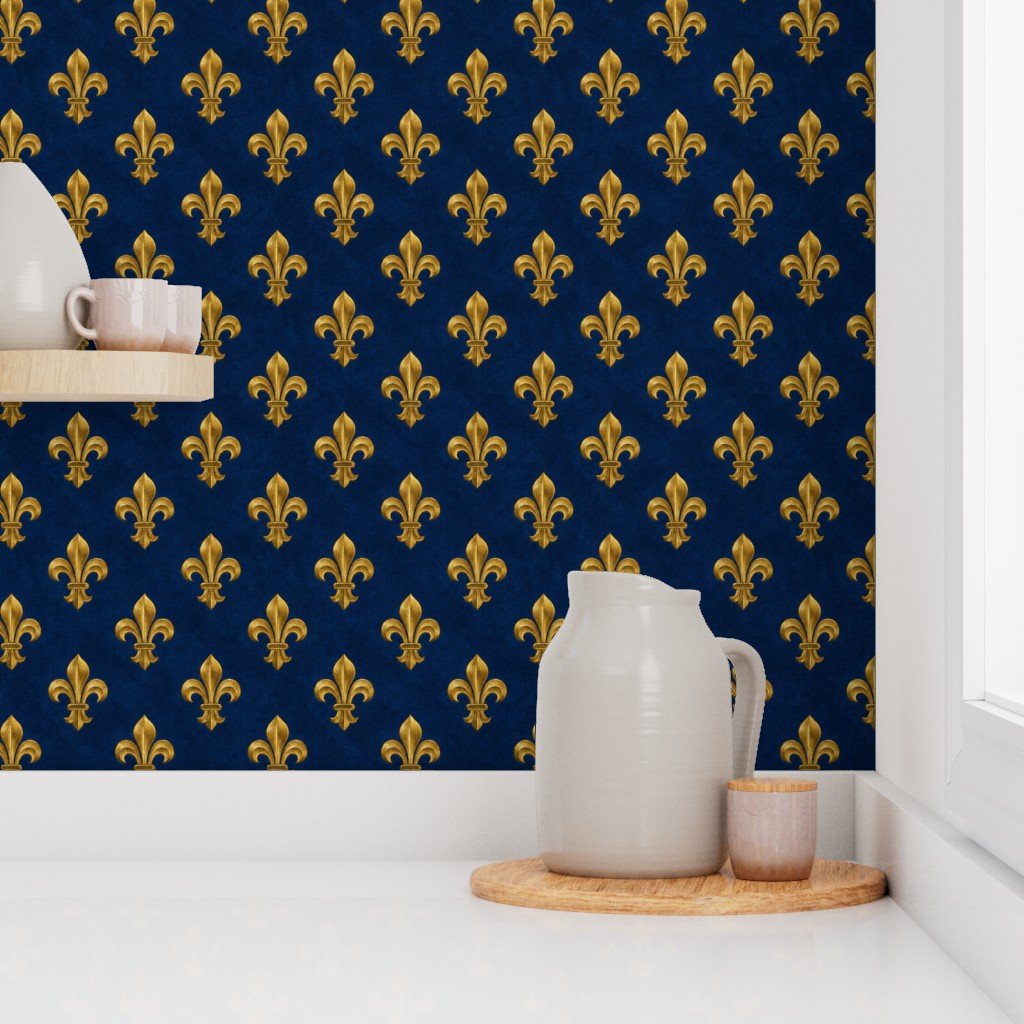 Elegant French royal fleur de lis pattern inspired by Bourbon Wallpaper gold pattern wallpaper