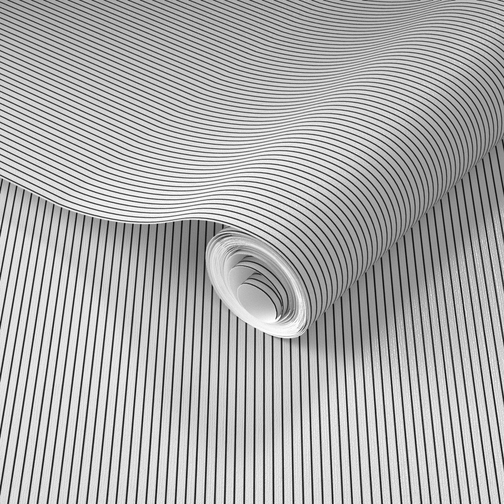 Classic Black Pinstripe on White Office Stripe Pattern Wallpaper wall street wallpaper