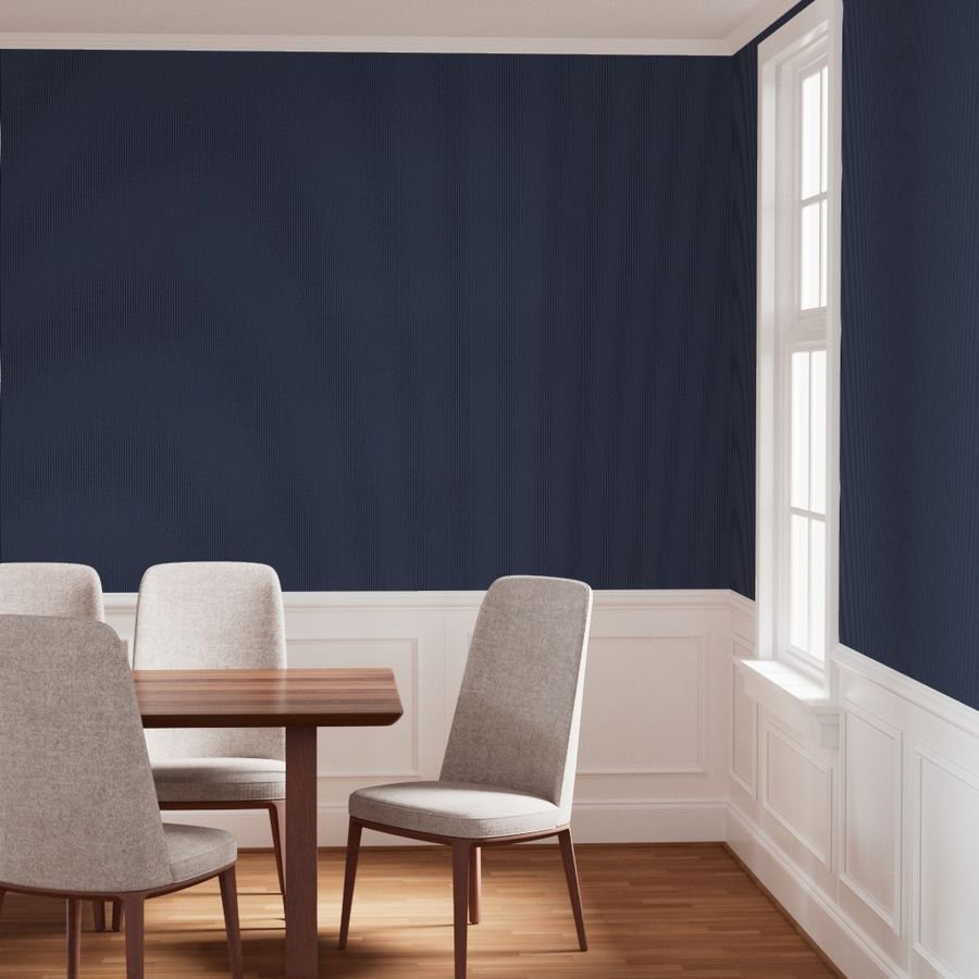 Classic White Pinstripe on Navy Blue Office Stripe Pattern Wallpaper office fabric wallpaper