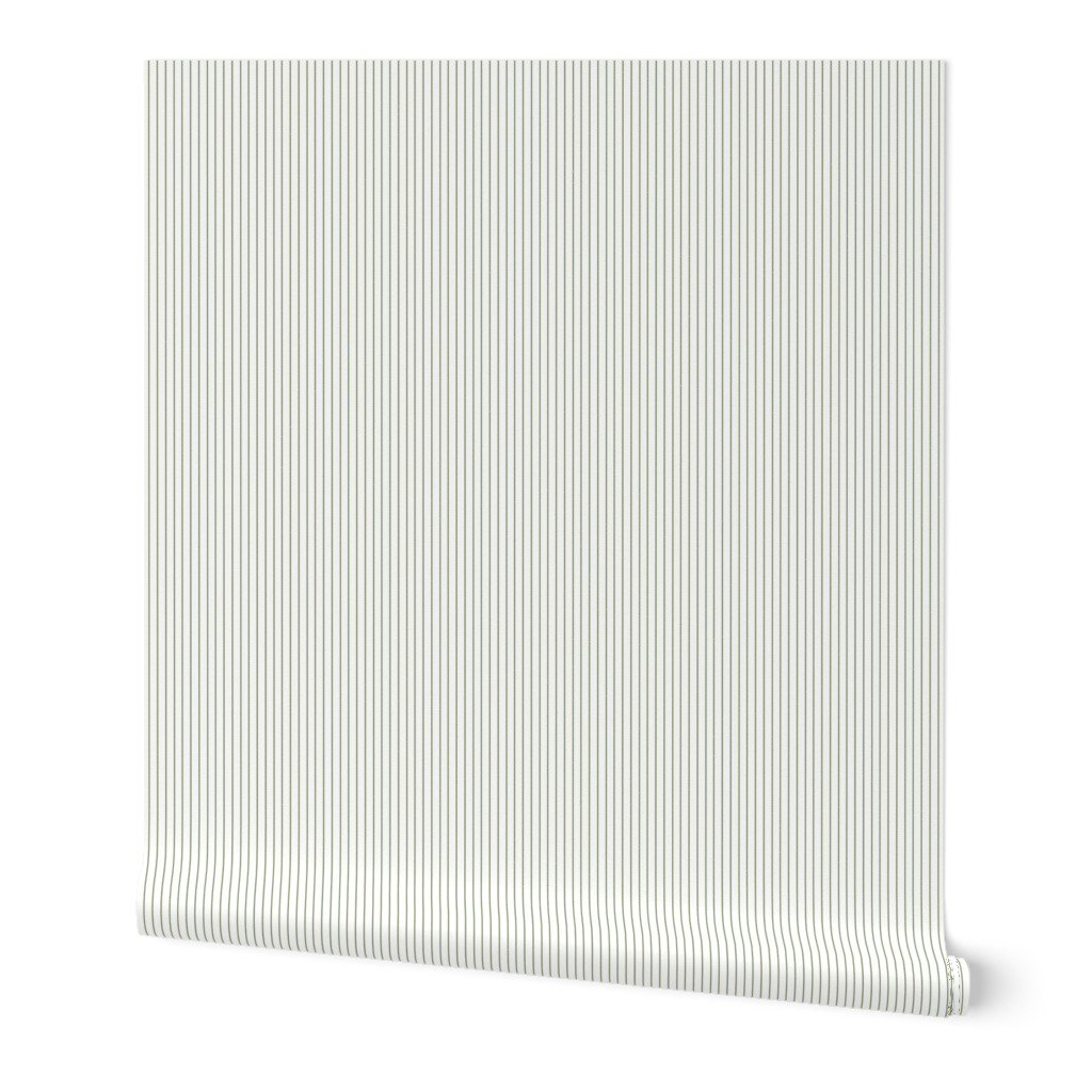 Classic Olive Green Pinstripe on White Office Stripe Pattern Wallpaper office fabric wallpaper