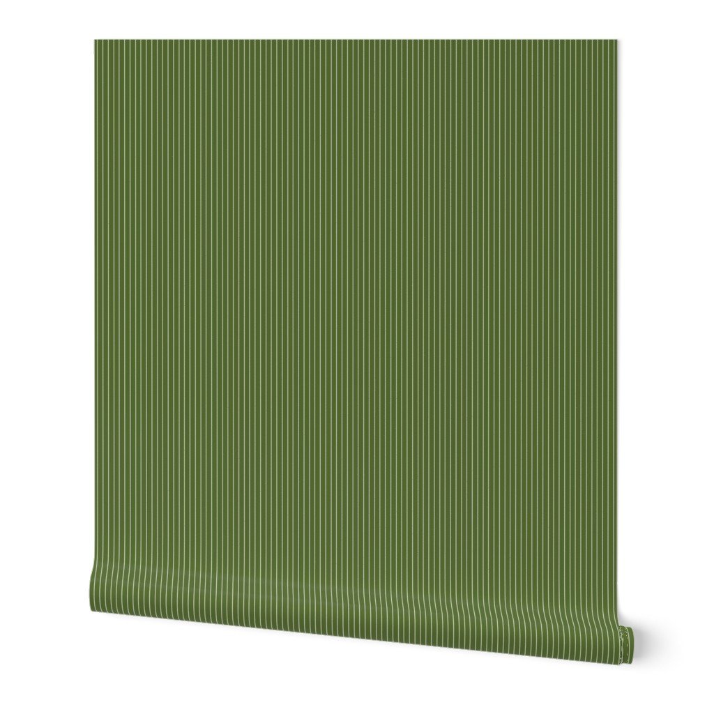 Classic White Pinstripe on Olive Green Office Stripe Pattern Wallpaper office fabric wallpaper