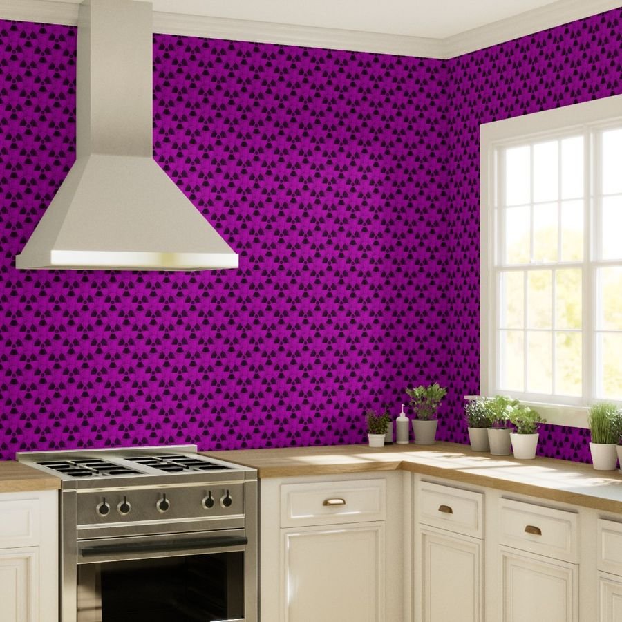 Hot Pink and Black Radiation Warning Grunge Pattern Wallpaper abstract wallpaper