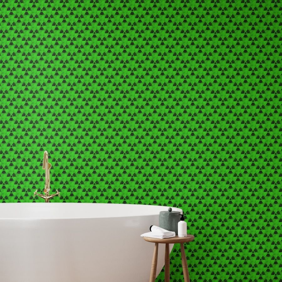 Neon Green and Black Radiation Warning Grunge Pattern Wallpaper abstract wallpaper