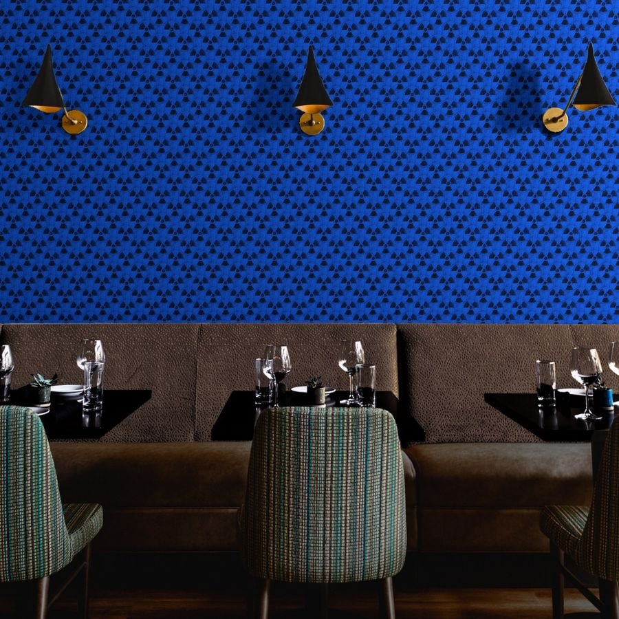 Electric Blue and Black Radiation Warning Grunge Pattern Wallpaper abstract wallpaper