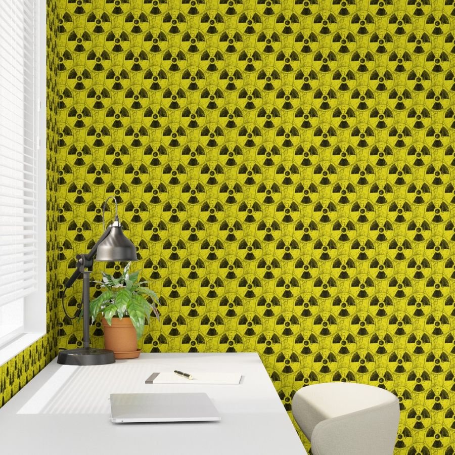 Toxic Yellow and Black Radiation Warning Grunge Pattern Wallpaper abstract wallpaper