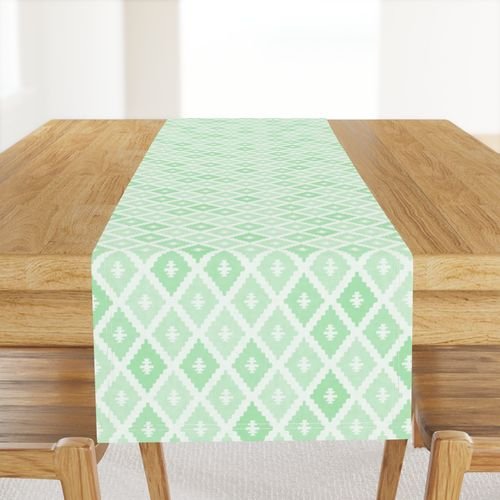 Small Sun Faded Mediterranean Diamond Pattern in Seafoam Mint Green Design Collection Interior Collection seafoam aqua table runner design