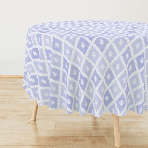 Large Sun Faded Mediterranean Diamond Pattern in Lavender Mist Blue Decor Collection Home Decor Collection pastel lavender tablecloth design