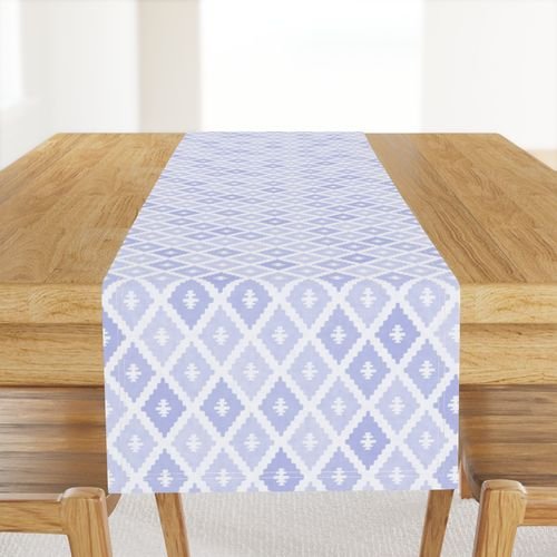 Small Sun Faded Mediterranean Diamond Pattern in Lavender Mist Blue Home Decor Collection Home Decor Collection pastel sky table runner design