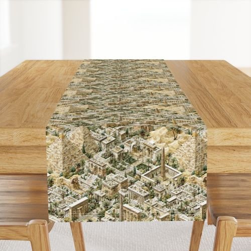 Ancient Egypt Watercolor Architectural Landscape Isometric Seamless Repeat Home Decor Collection Home Decor Collection artistic table runner design