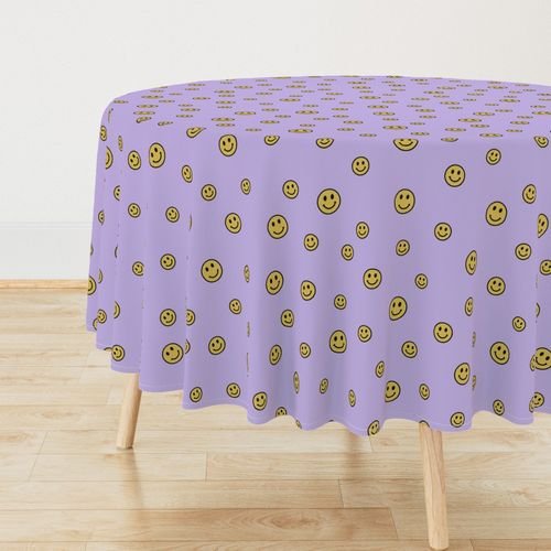 Retro Yellow Smiley Faces on Lavender Home Styling Collection Design Collection yellow smileys tablecloth design