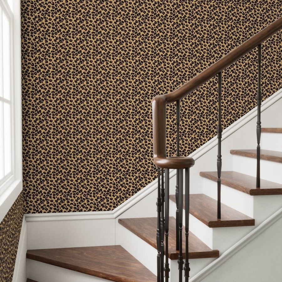 Leopard Spots Classic Beige Wallpaper camel and cocoa wallpaper