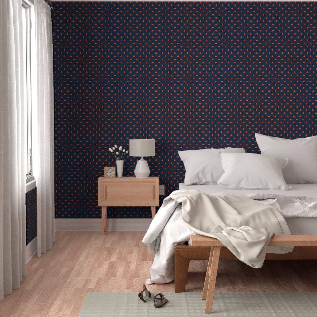 Navy and Orange Polka Dots Wallpaper navy and orange dotted wallpaper