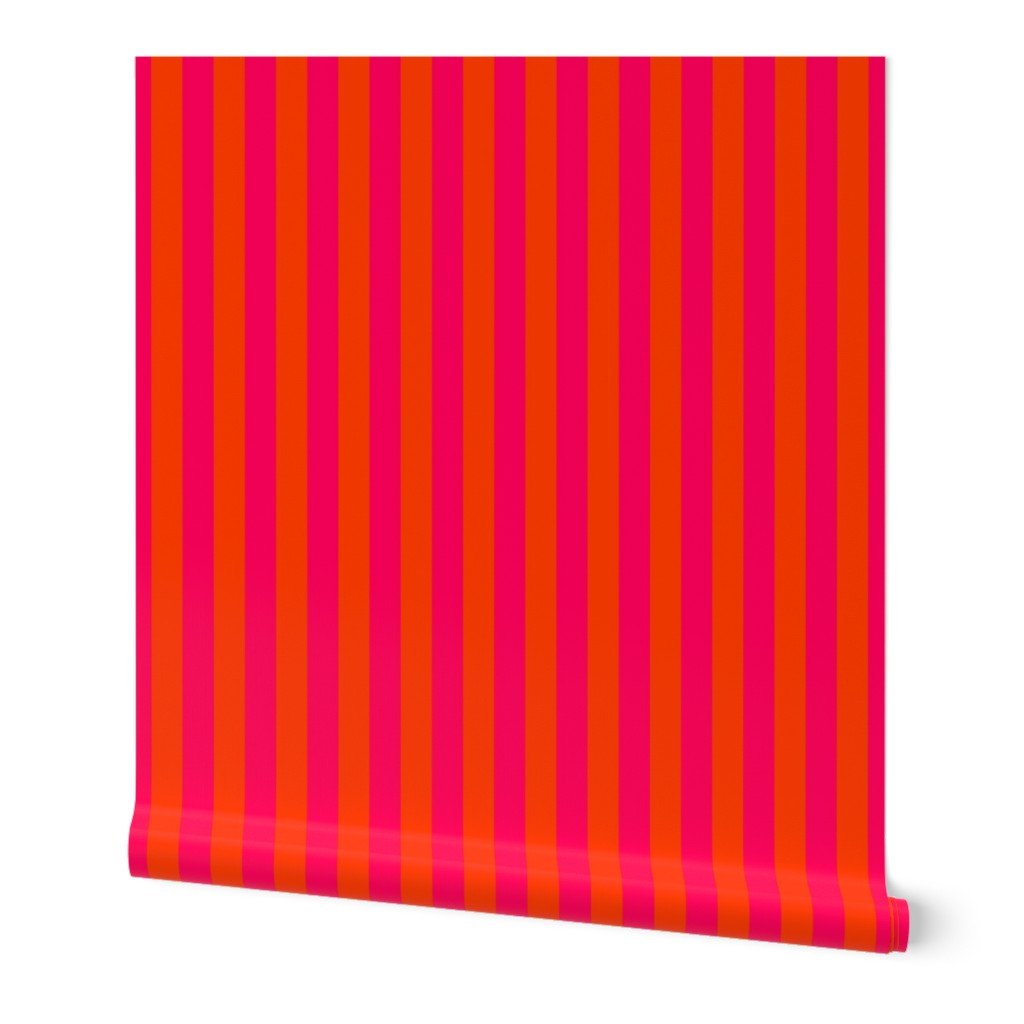 Neon Orange and Pink Vertical Stripes Wallpaper neon orange wallpaper