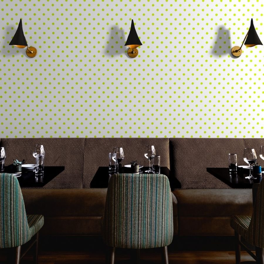 Lime Punch Polkadots on White Wallpaper lime punch wallpaper