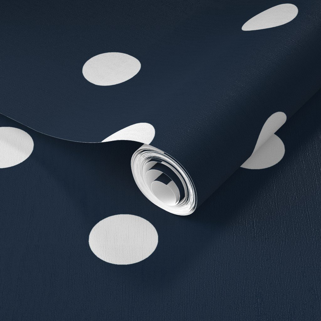 Navy and White Jumbo Dots Wallpaper jumbo navy spots wallpaper