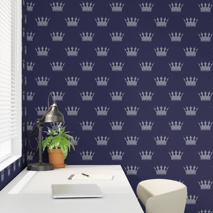 Royal Blue on Blue Crowns Wallpaper pale blue wallpaper